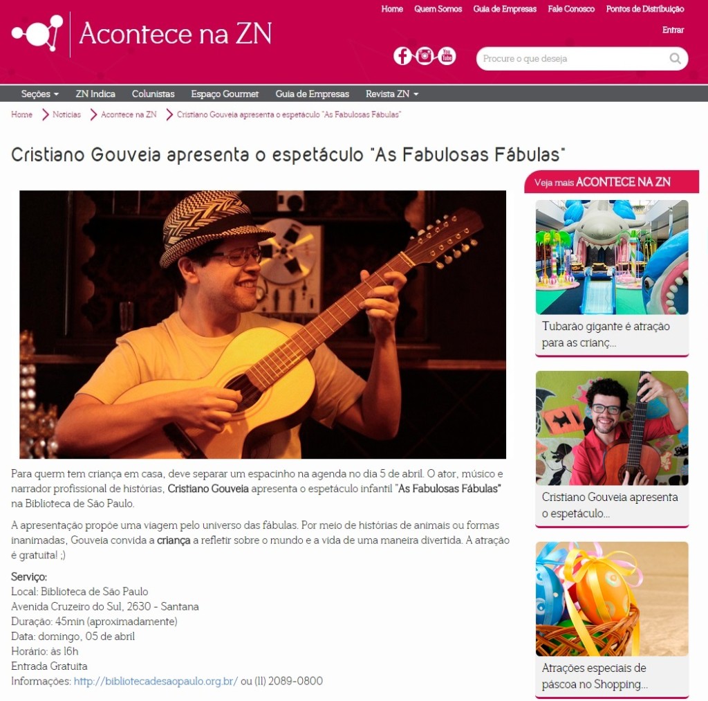 Cristiano Gouveia apresenta o espetáculo "As Fabulosas Fábulas"